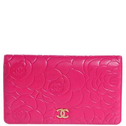 Chanel Leather Camellia Yen Wallet Fuchsia 1 of 8