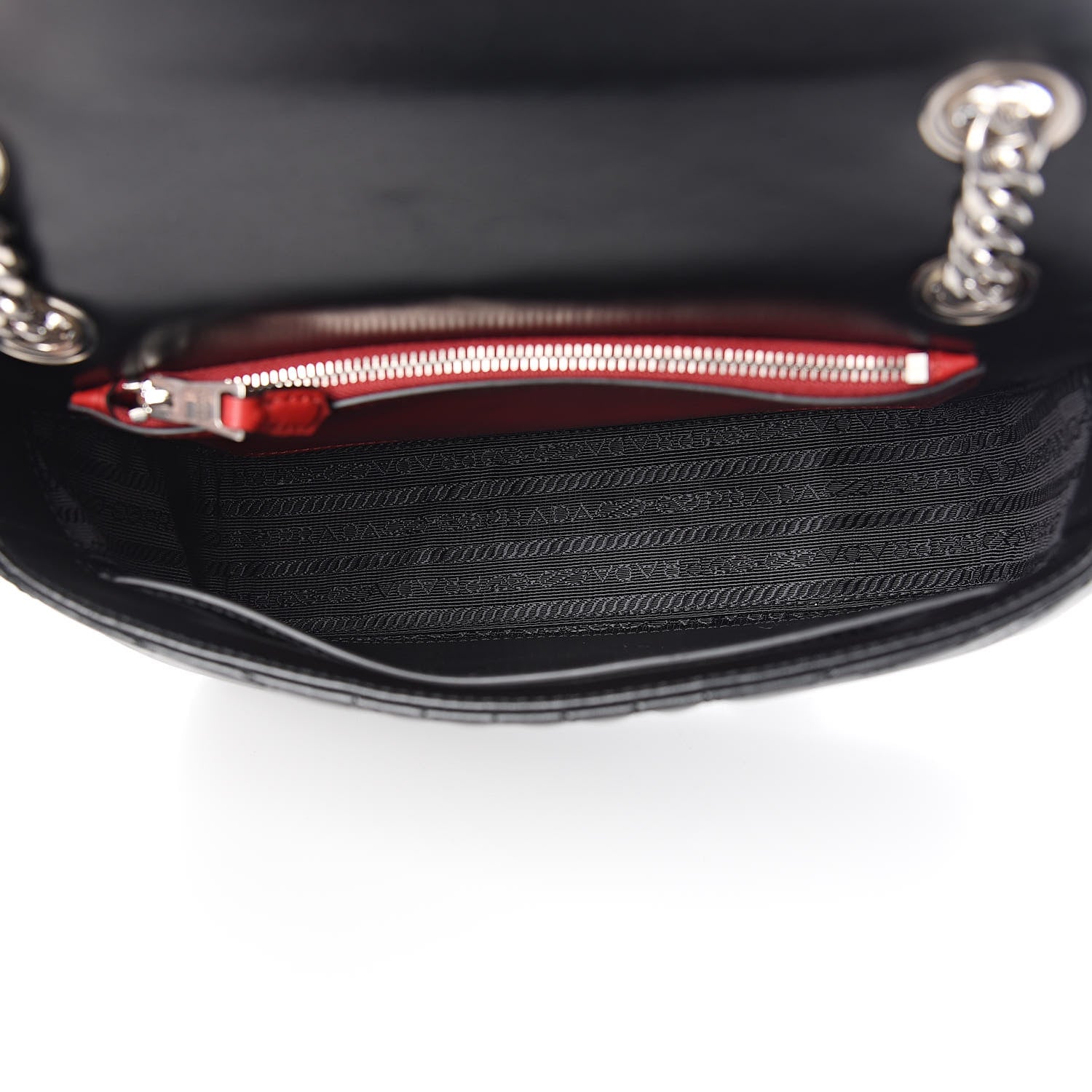 Prada Soft Calf Impunture Diagramme Flap Black 5 of 9