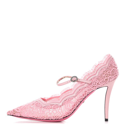 Gucci Lace Pizzo Venice Pumps 39.5 Sugar Pink 1 of 7