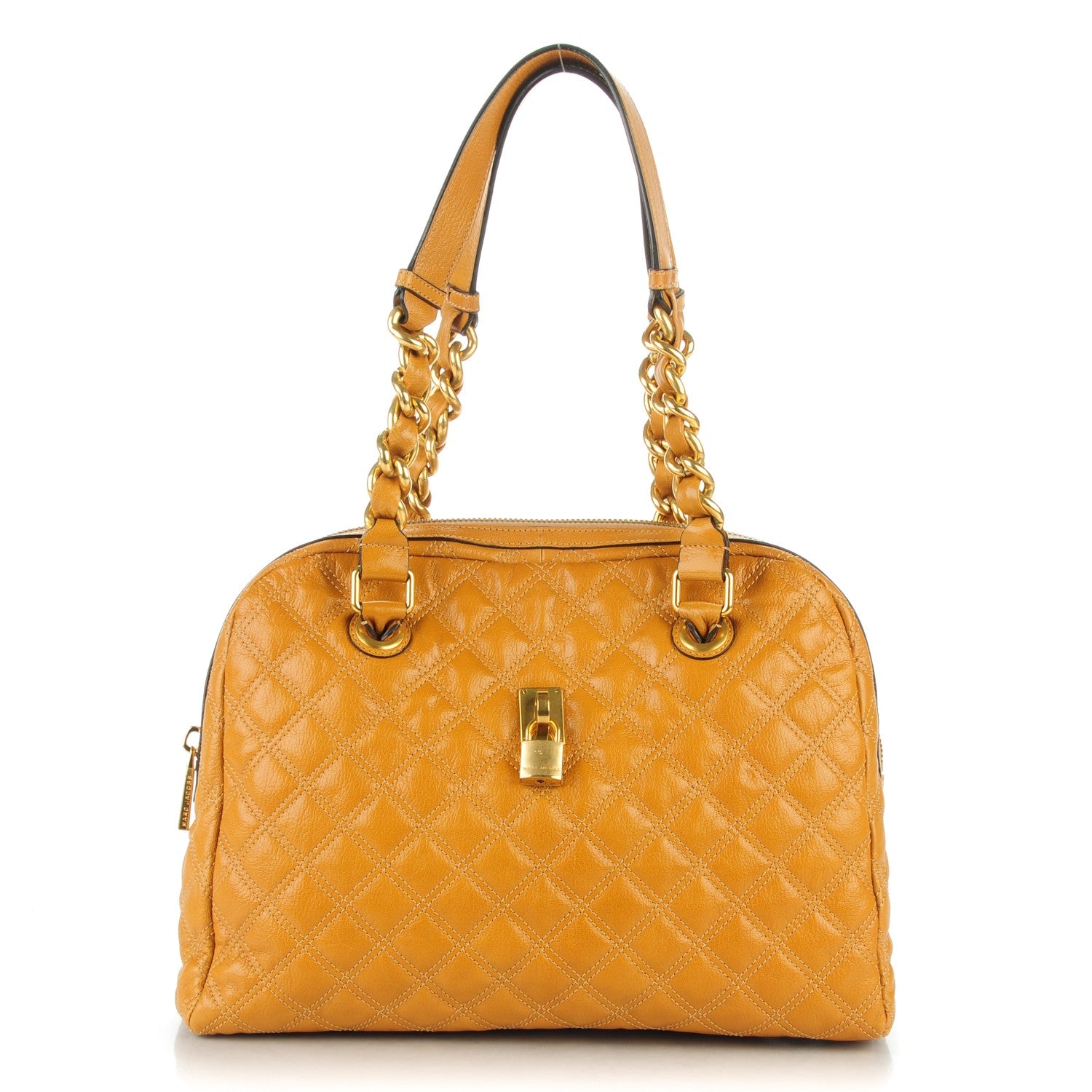 Marc Jacobs Lacquered Goatskin Quilted Karlie Satchel Camel 1 of 7