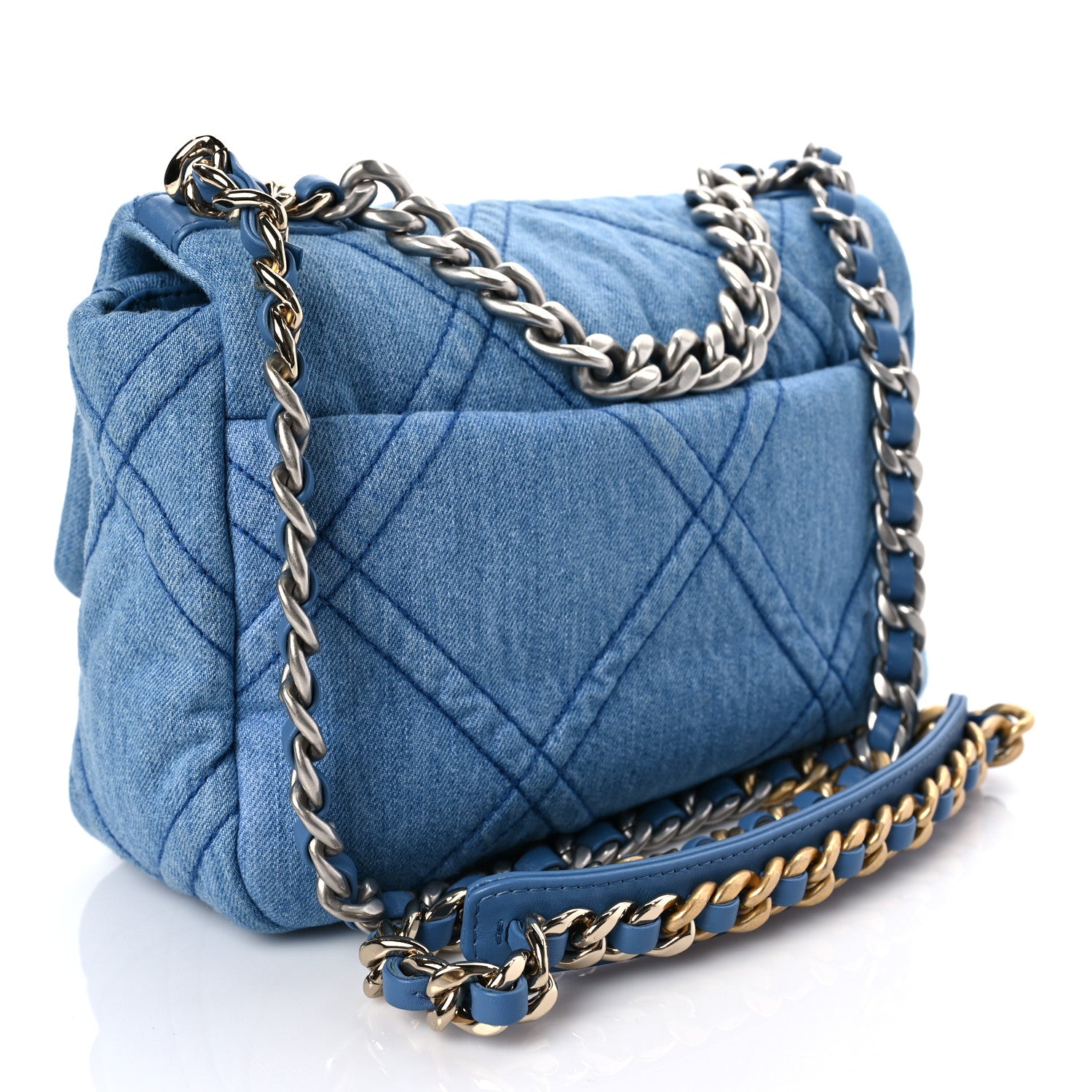 Chanel Denim Quilted Medium Chanel 19 Flap Blue 3 of 9