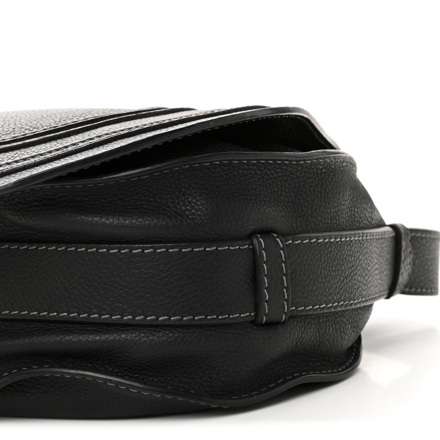 Calfskin Medium Marcie Round Crossbody Bag Black