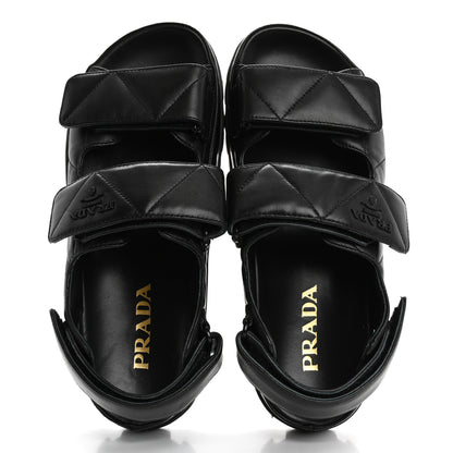 Prada Nappa Quilted Padded Slingback Sandals 37.5 Black 2 of 17