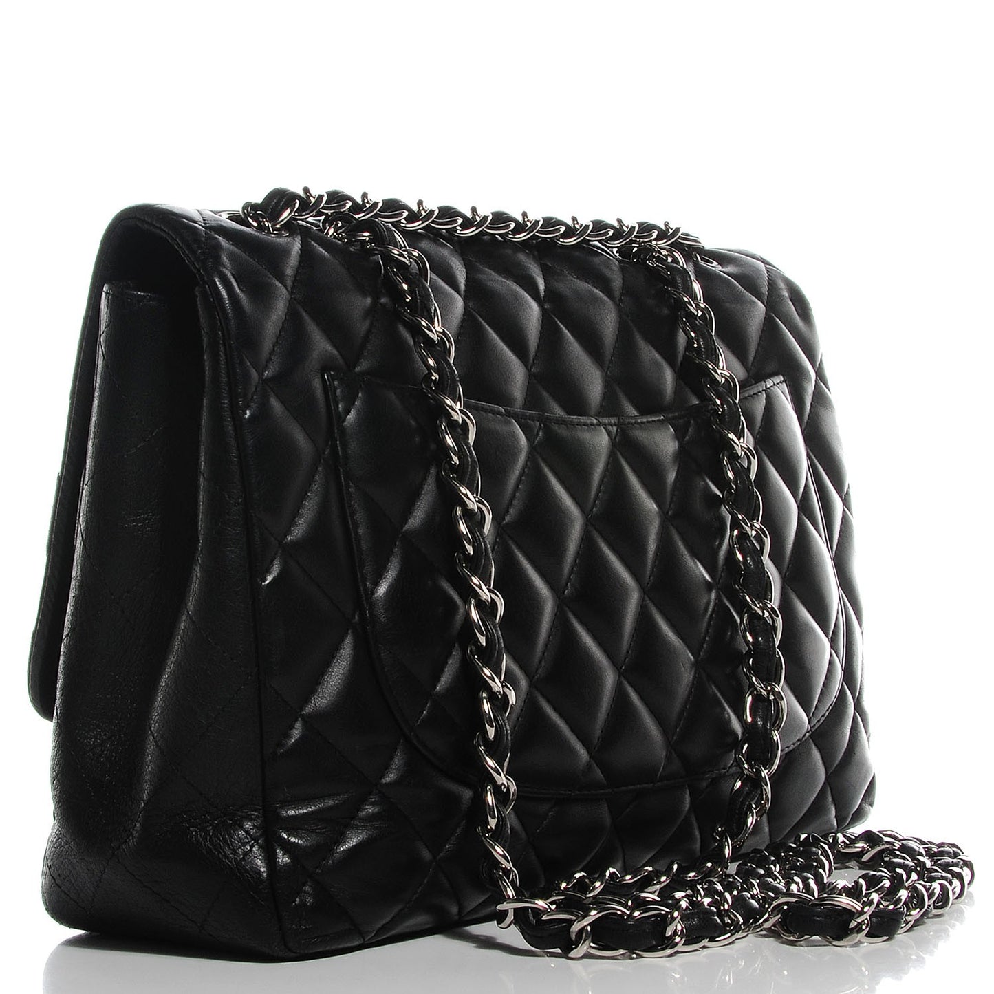 Lambskin Quilted Jumbo Single Flap Black