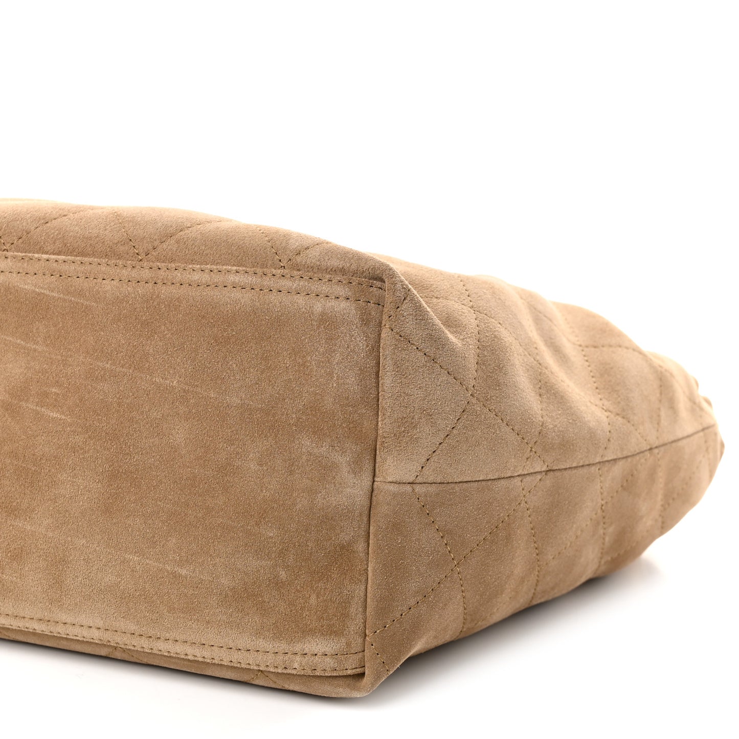Suede Quilted Neo Cabas Small Shopping Tote Dark Beige