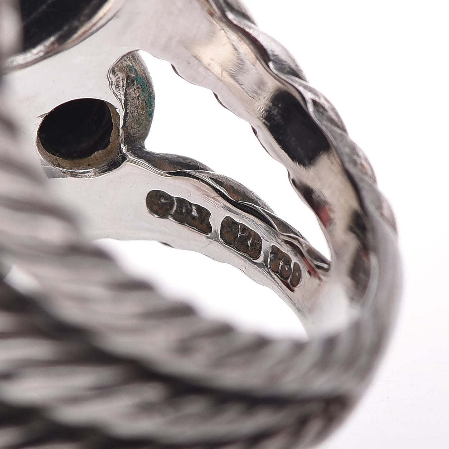 Sterling Silver Black Onyx Hematine Garnet Diamond Mosaic Ring 6 51.9