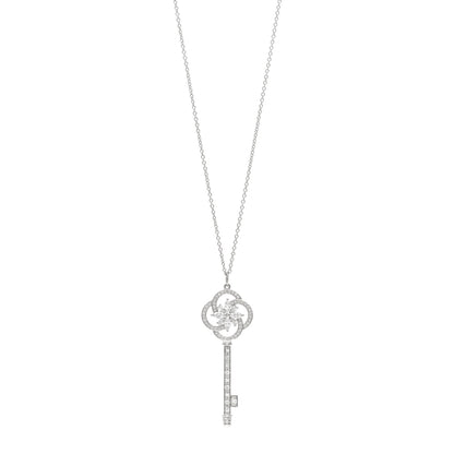 Tiffany Platinum 18K White Gold Diamond Victoria Cluster Key Pendant Necklace 1 of 5