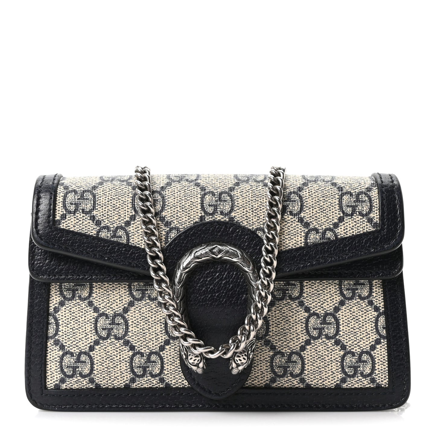 GG Supreme Monogram Textured Dollar Calfskin Super Mini Dionysus Shoulder Bag Beige Blue