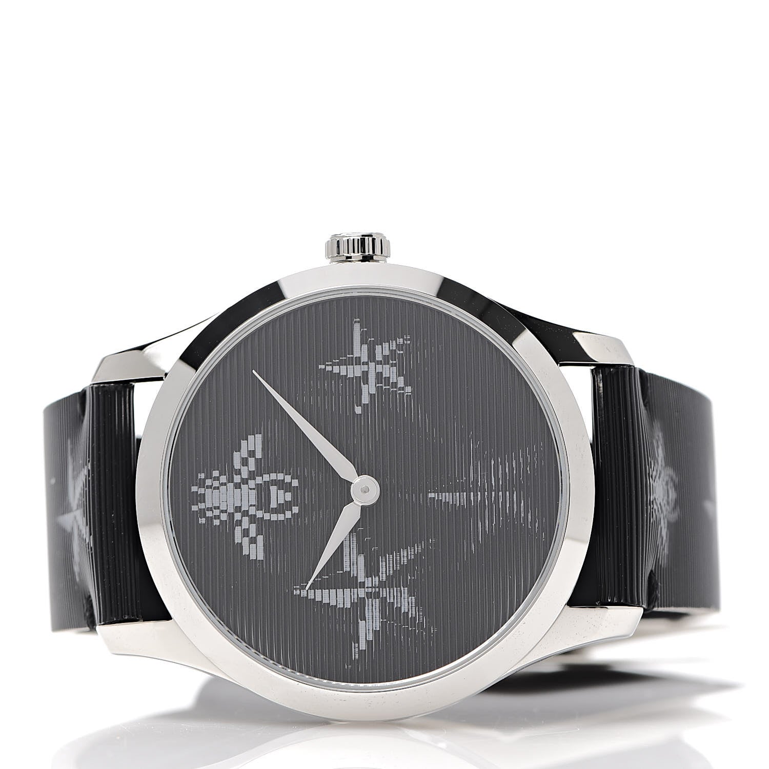 Gucci Stainless Steel Calfskin 38mm G-Timeless Bee Star Hologram Quartz Watch Black 3 of 6
