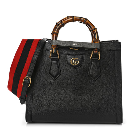 Gucci Textured Dollar Calfskin Web Small Diana Tote Bag Black Dusty Grey 1 of 8