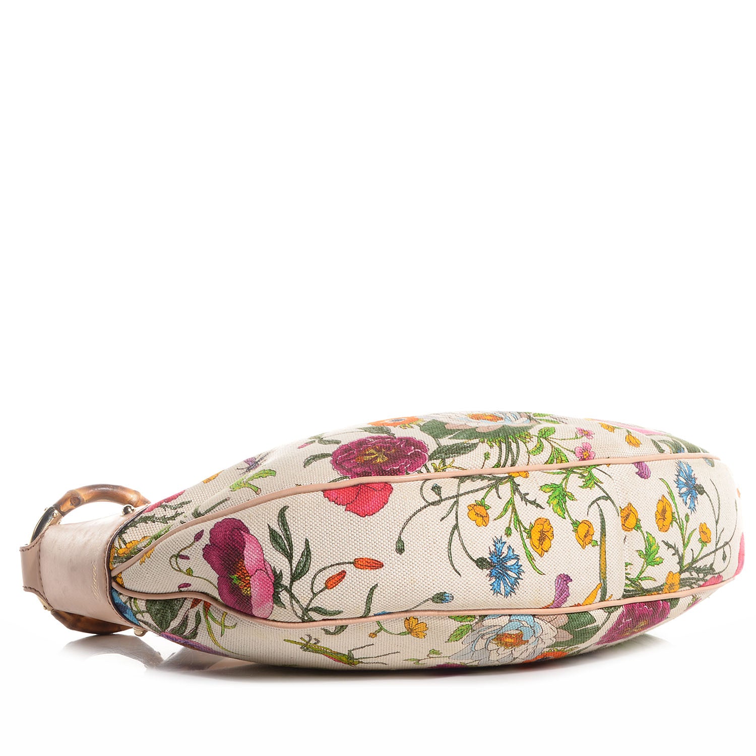 Gucci Canvas Floral Flora Bamboo Ring Hobo White 4 of 7