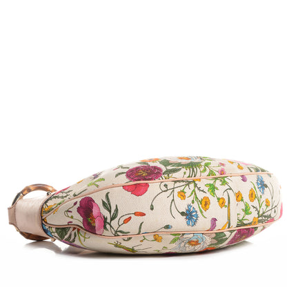 Gucci Canvas Floral Flora Bamboo Ring Hobo White 4 of 7