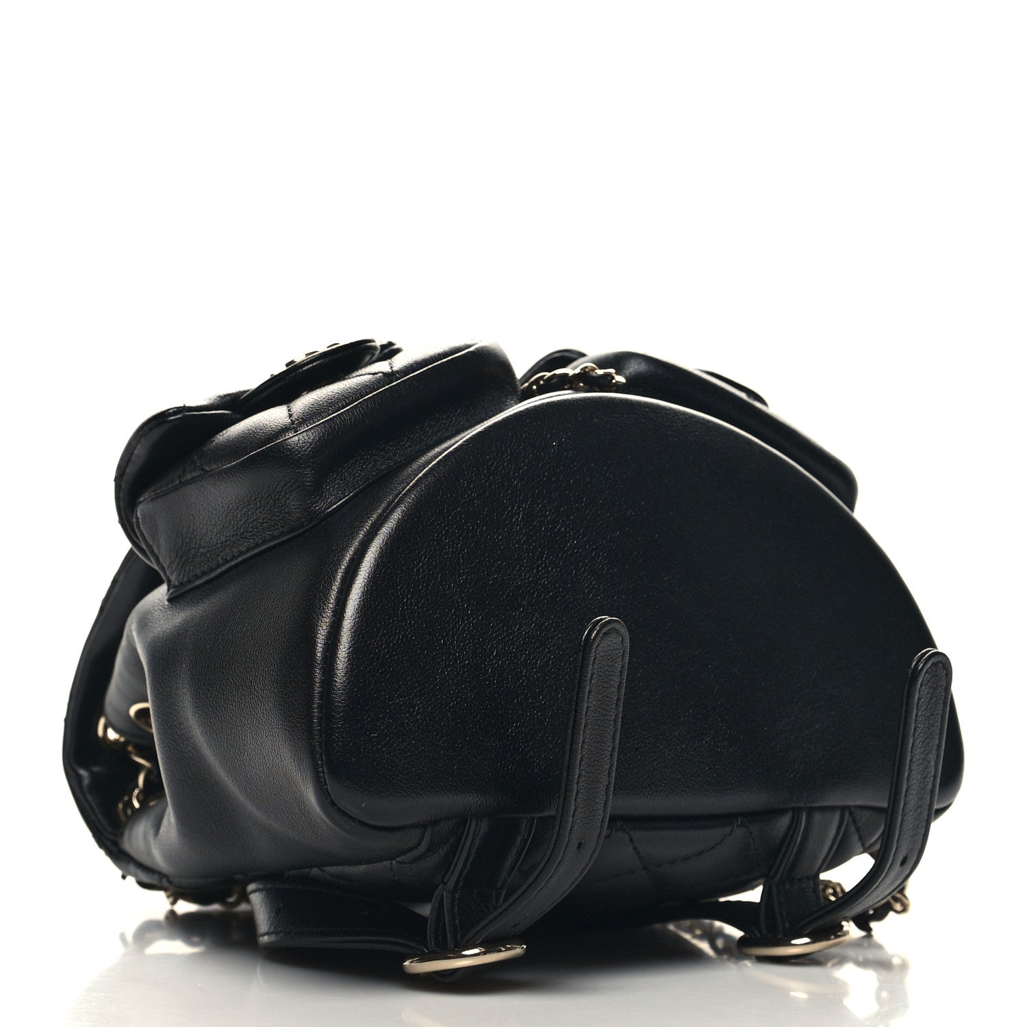 Chanel Calfskin Quilted Mini Duma Pockets Drawstring Backpack Black 4 of 10