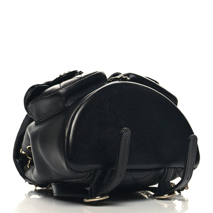 Chanel Calfskin Quilted Mini Duma Pockets Drawstring Backpack Black 4 of 10