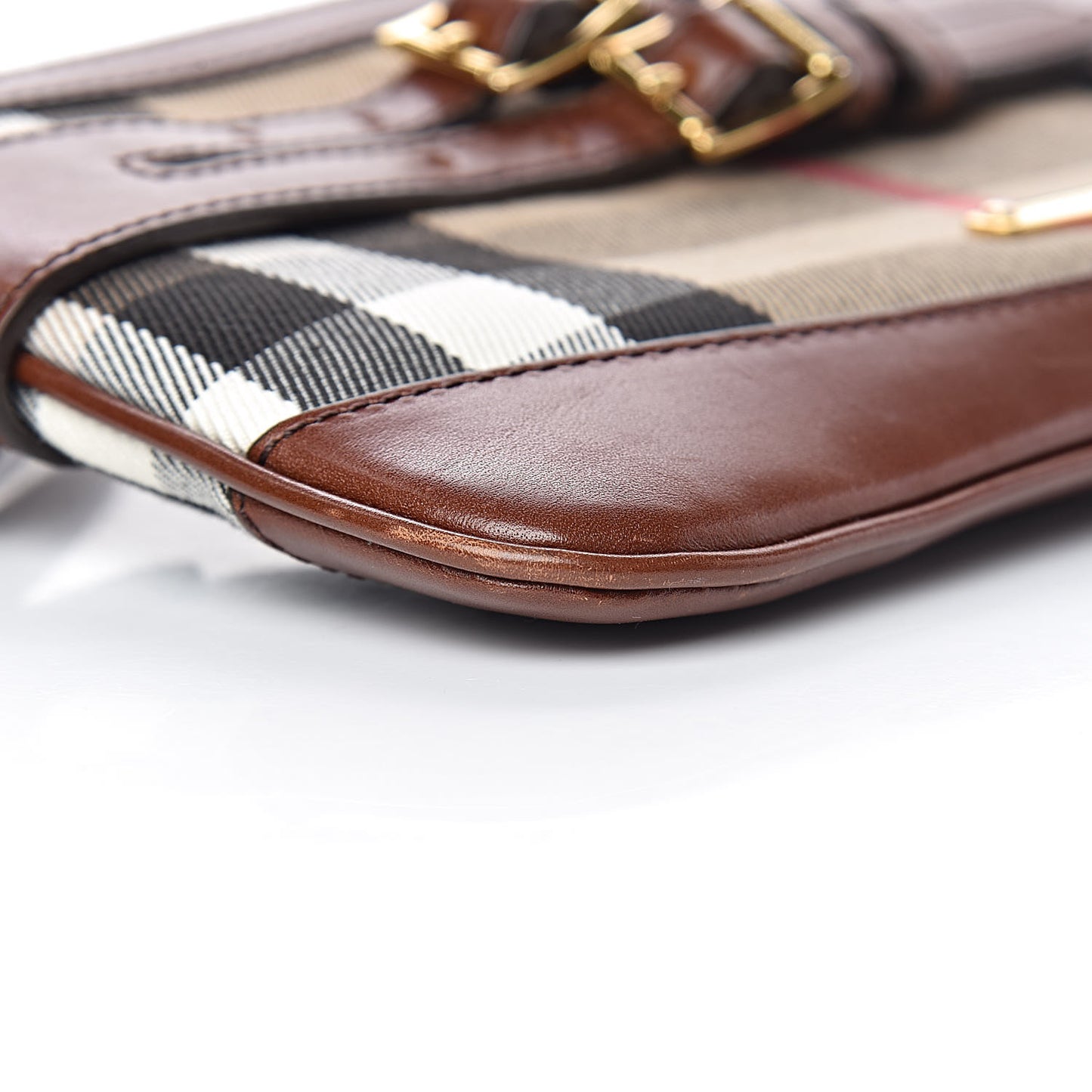 House Check Bridle Calfskin Peyton Crossbody Tan