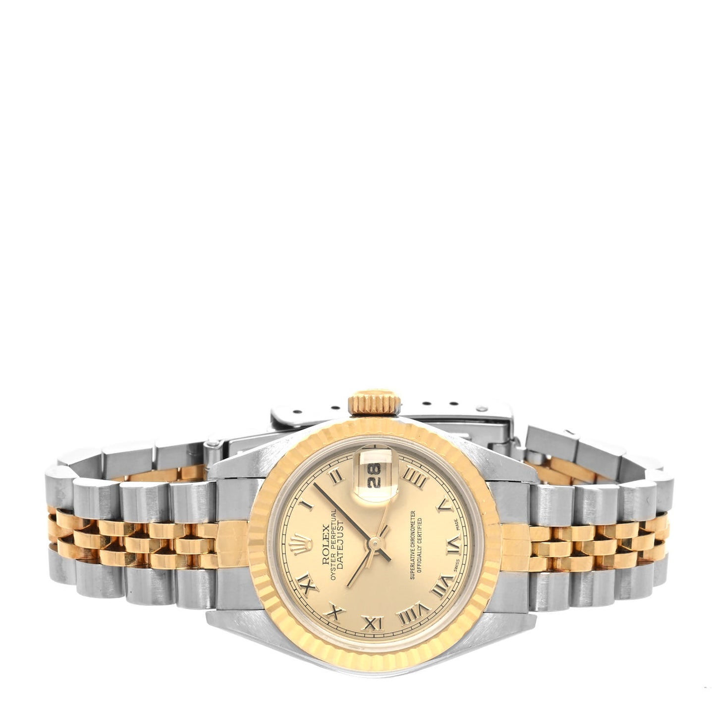 Stainless Steel 18K Yellow Gold 26mm Oyster Perpetual Datejust Watch Champagne Roman 69173