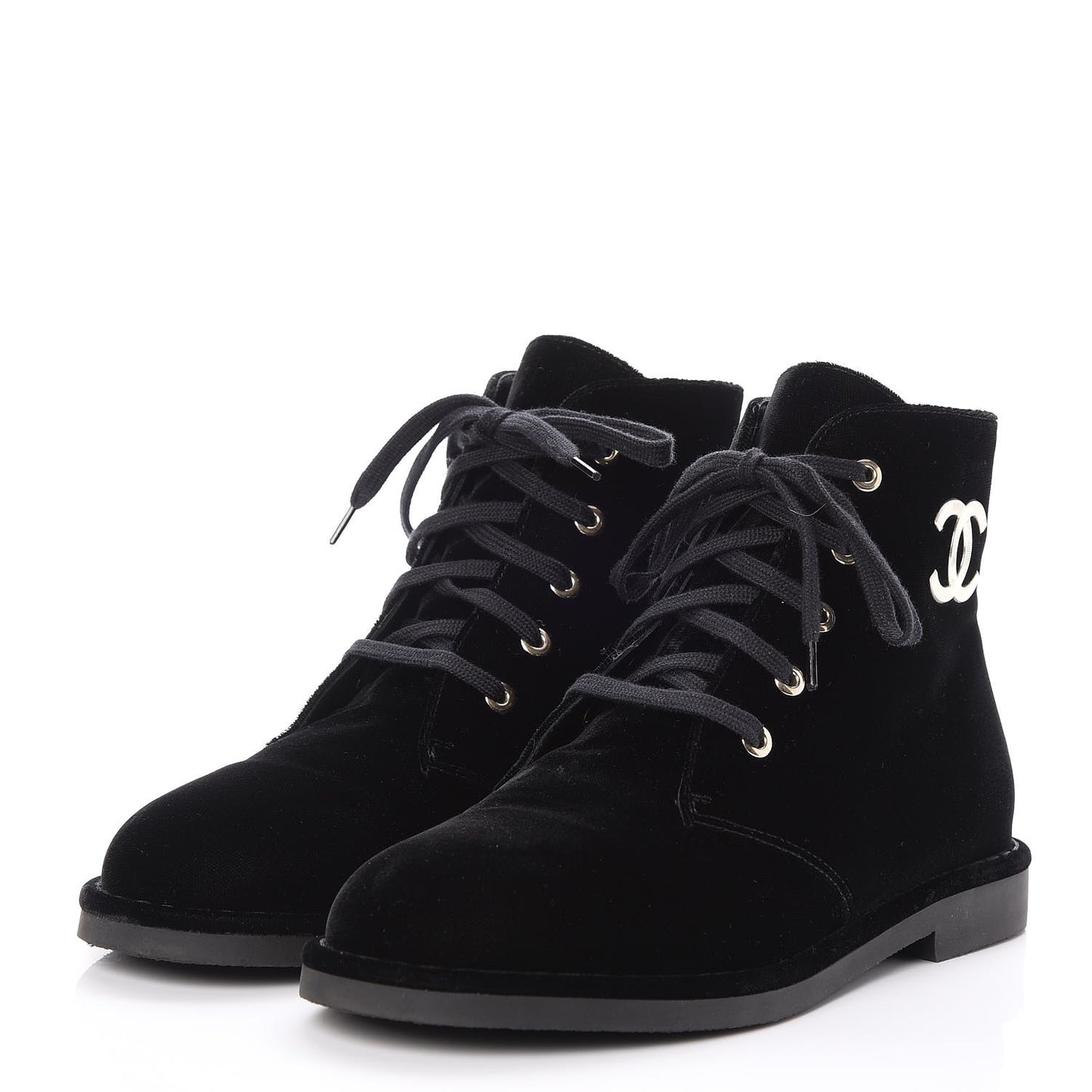 Velvet CC Lace Up Boots 38 Black