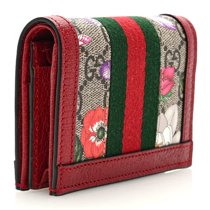 Gucci GG Supreme Monogram Flora Web Ophidia Card Case Red 3 of 7