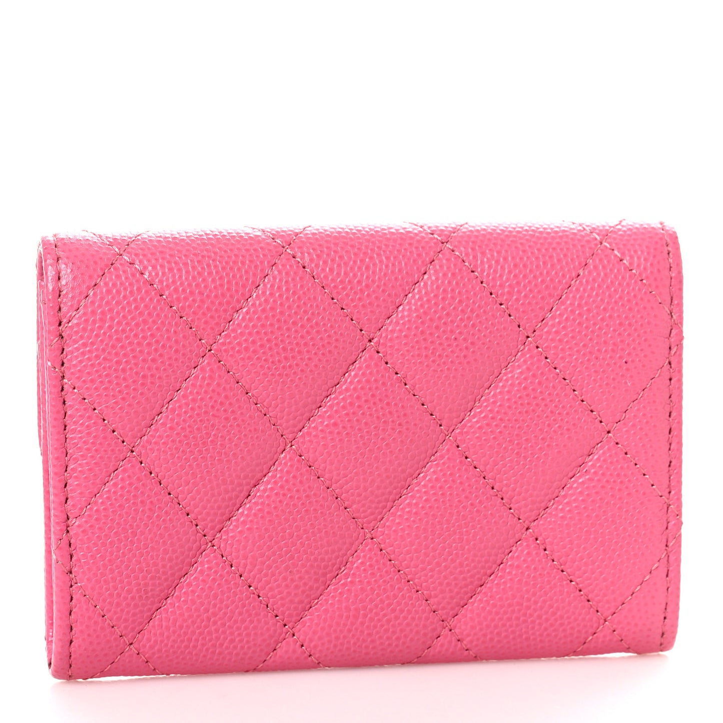 Caviar Quilted Flap Card Holder Pink