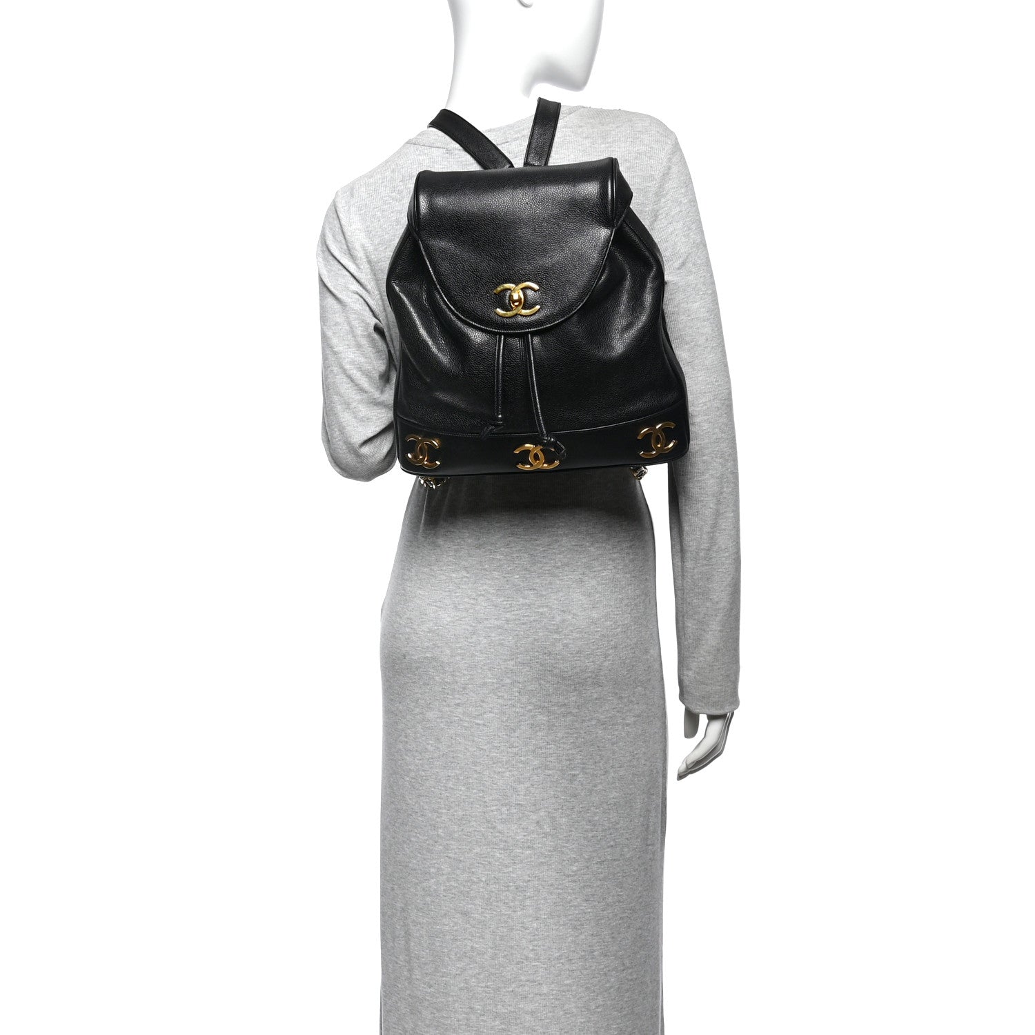 Chanel Caviar Triple CC Backpack Black 2 of 17