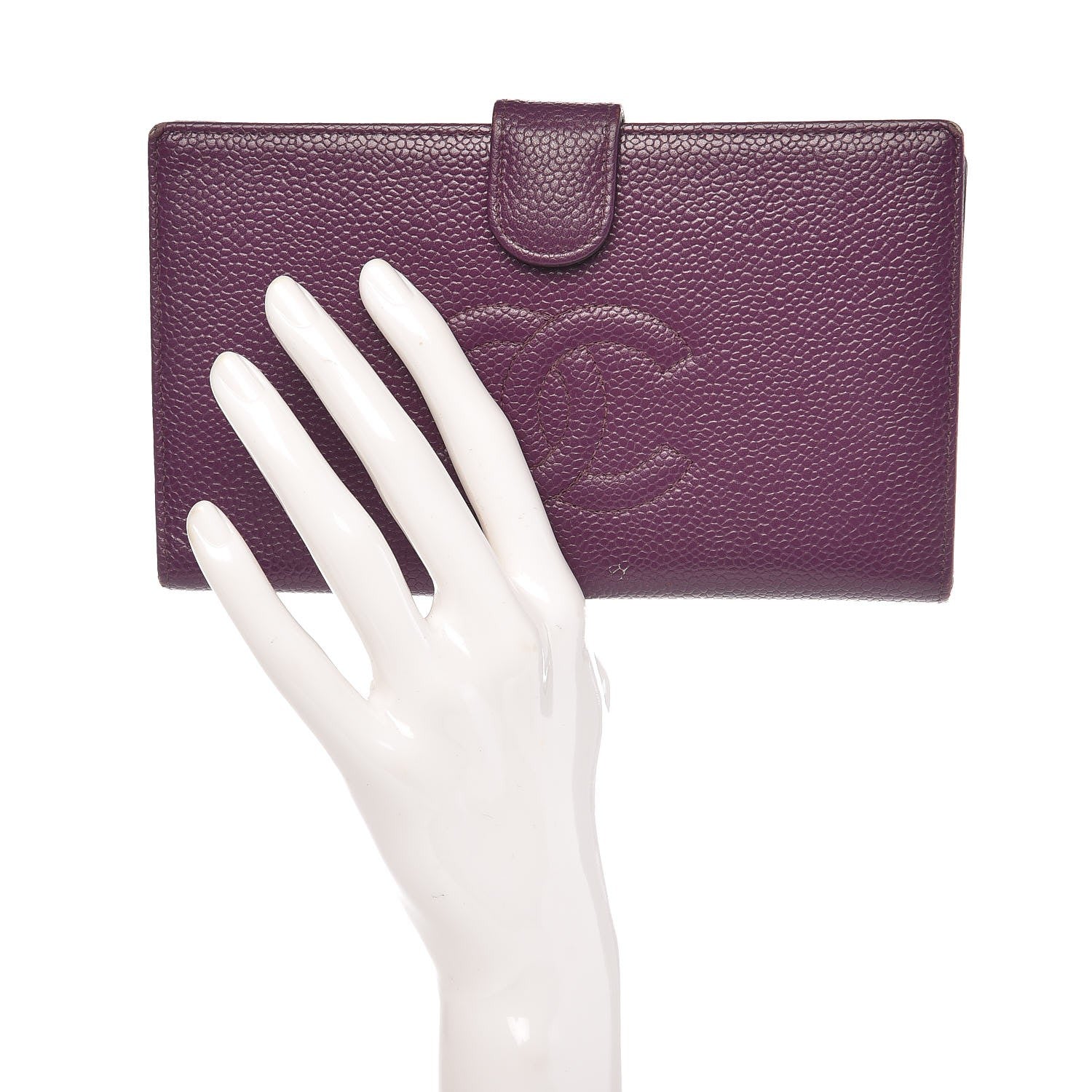 Chanel Caviar Timeless CC Zipped Pocket Wallet Purple 2 of 15