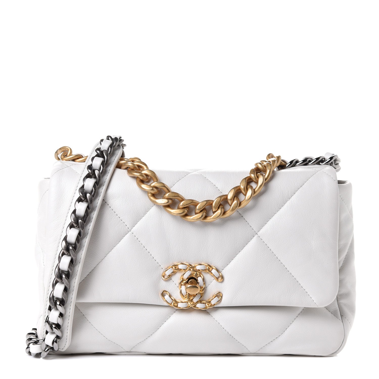 Chanel Lambskin Quilted Medium Chanel 19 Flap White 1 of 10
