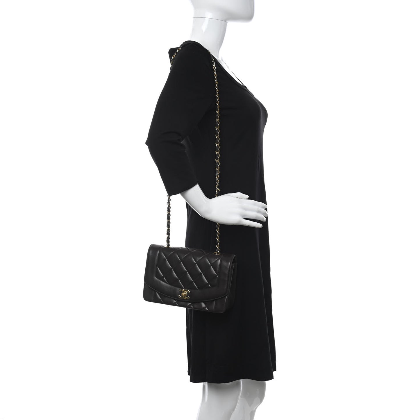 Lambskin Quilted Small Single Flap Brown