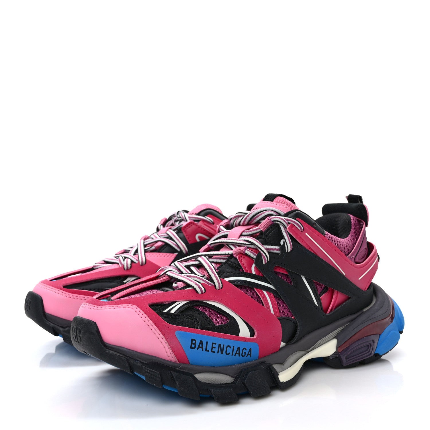 Balenciaga Mesh Nylon Metallic Fabric Womens Track Sneakers 38 Pink Blue 3 of 10