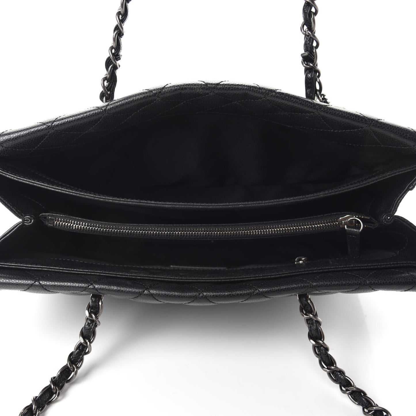 Caviar Quilted City Shopping Tote Black