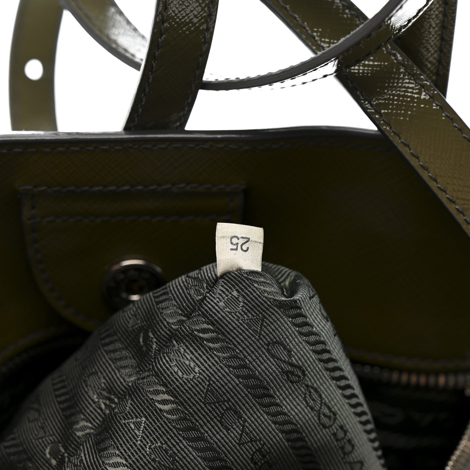 Prada Saffiano Vernice Shopping Tote Militare 7 of 21