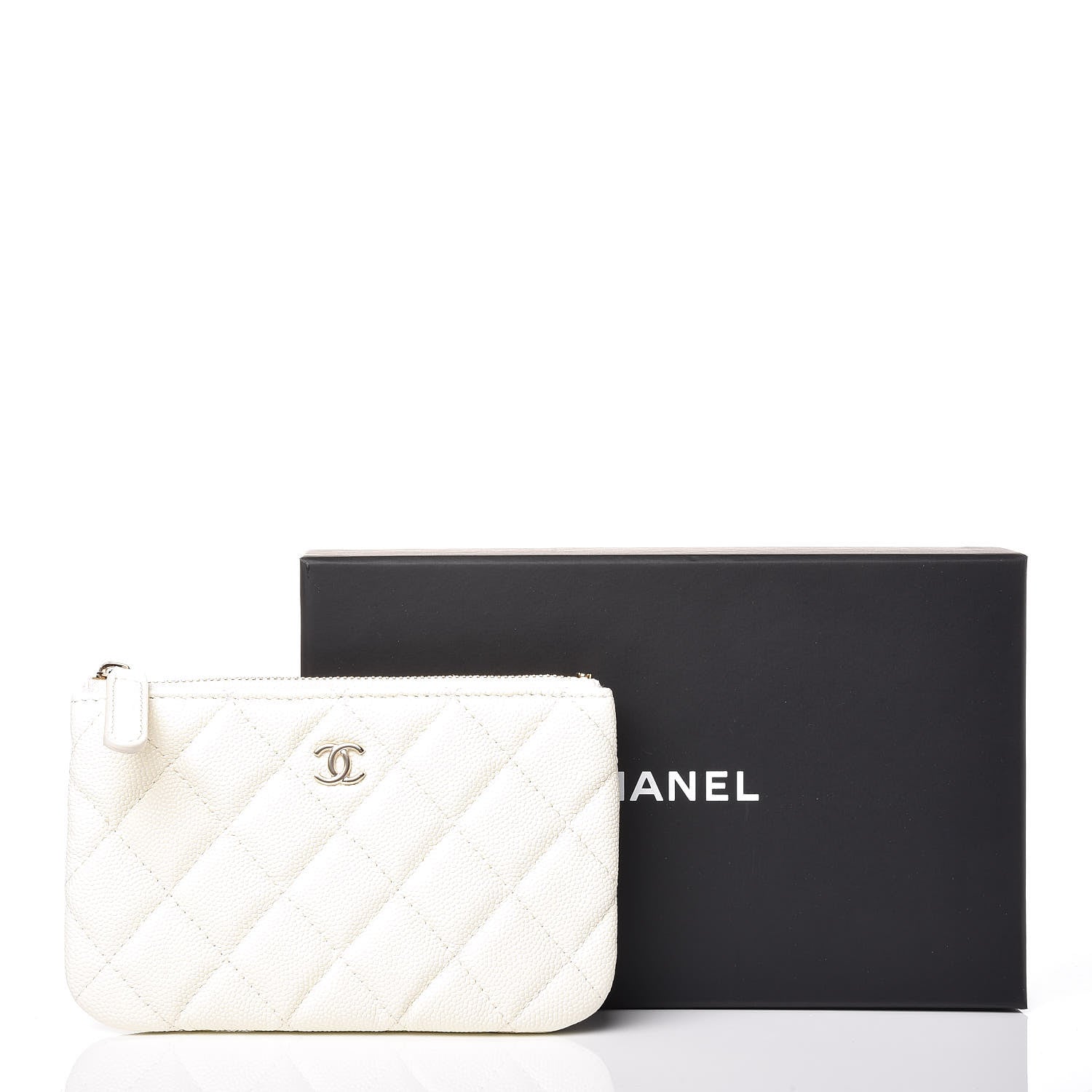 Chanel Caviar Quilted Small Cosmetic Case White 8 of 8