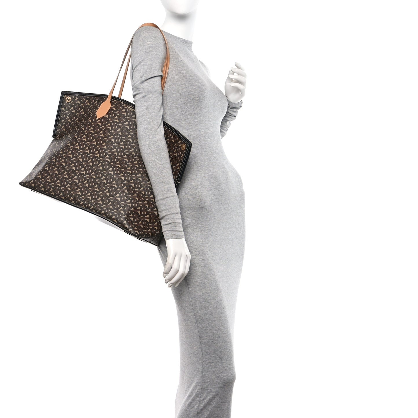 E-Canvas Monogram Large Society Tote Bridle Brown