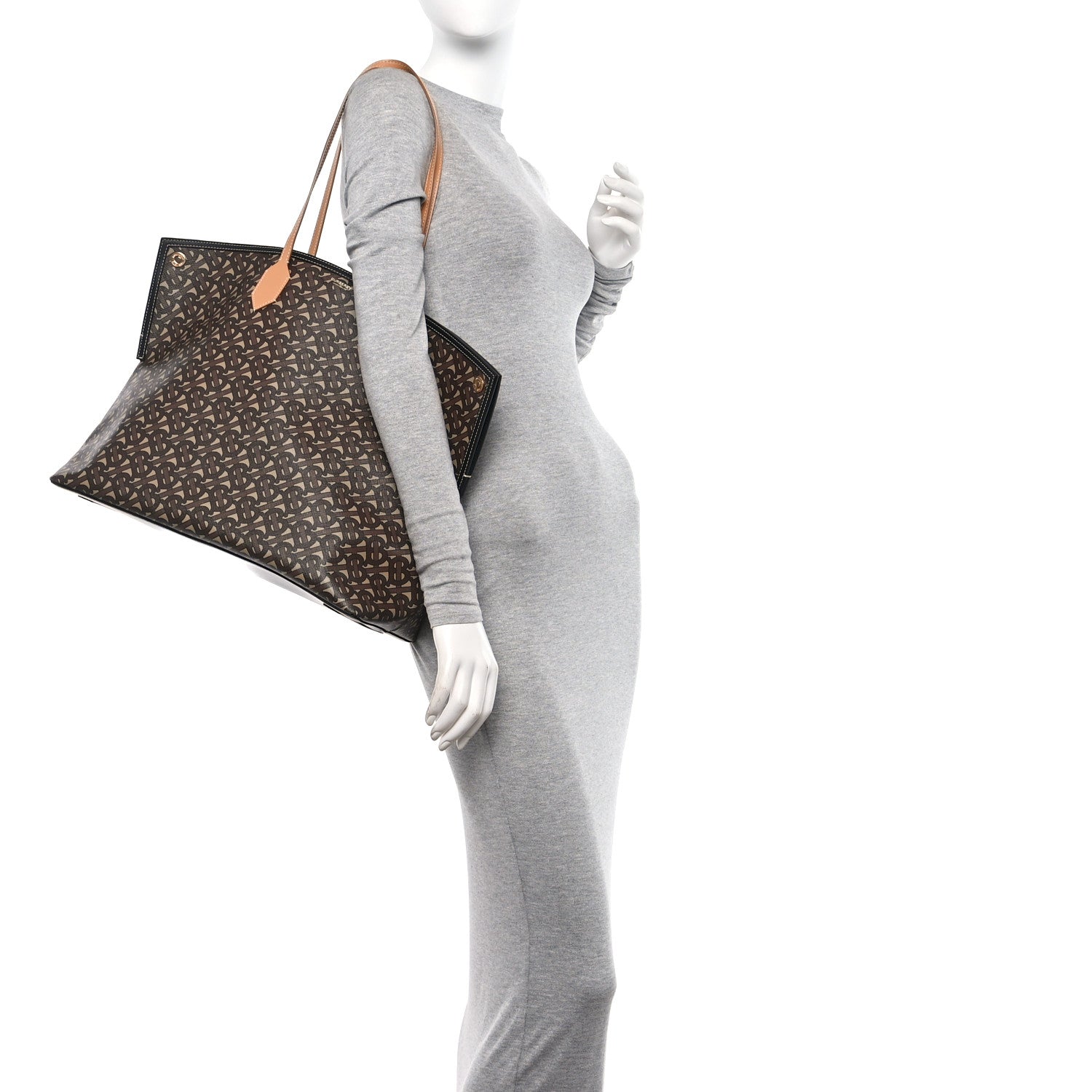 Burberry E-Canvas Monogram Large Society Tote Bridle Brown 2 of 9
