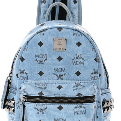 MCM Visetos Side Stud Mini Stark Backpack Blue 9 of 28