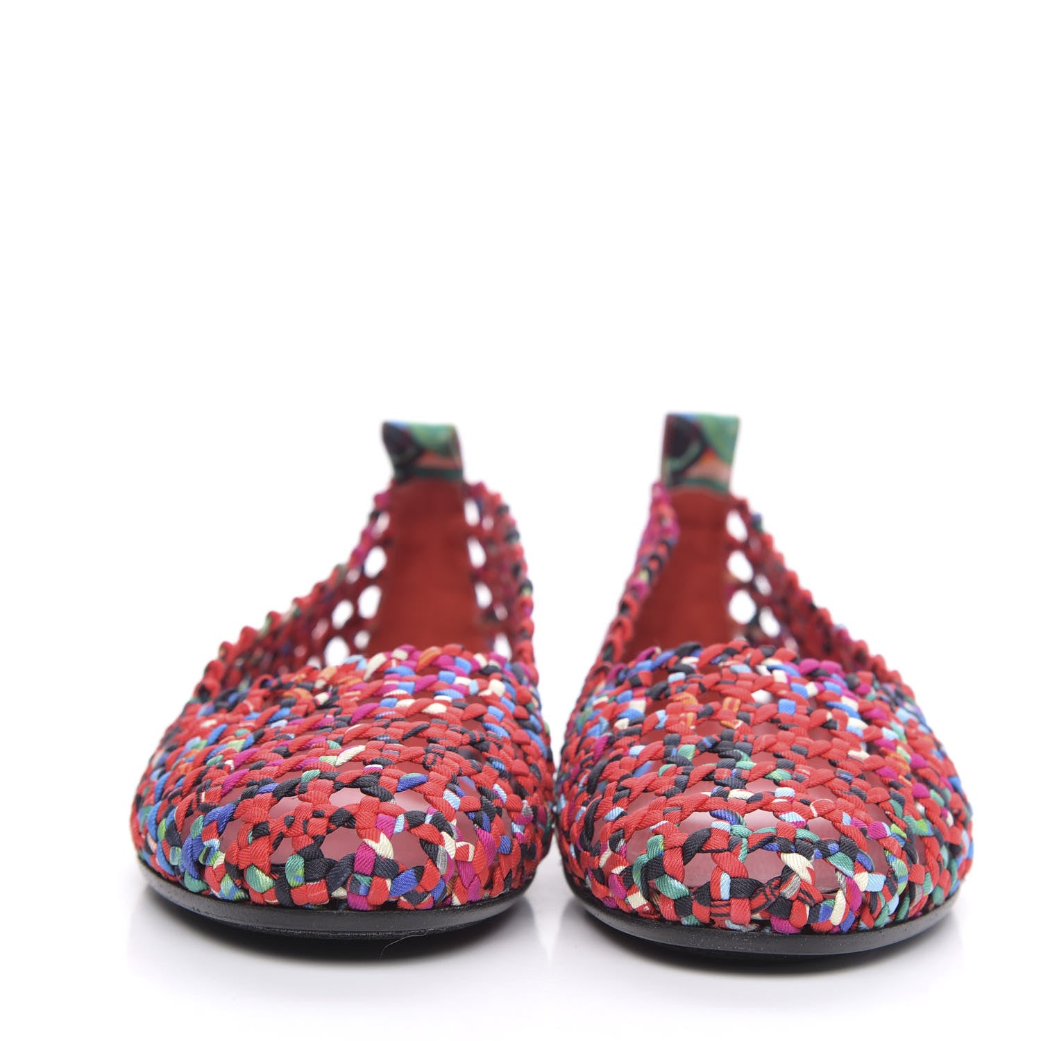 Hermes Printed Silk Braided Minorque Ballerina Flats 39.5 Multicolor 2 of 8