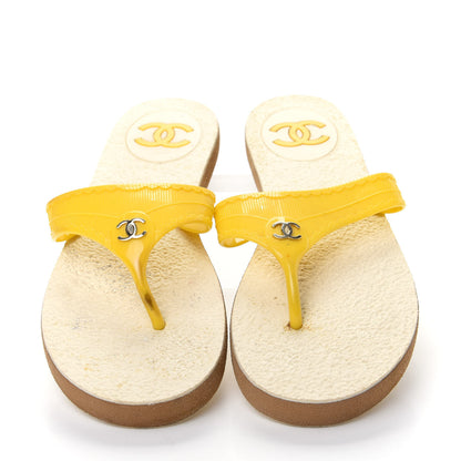 Chanel Jelly CC Thong Sandals 40 Yellow 5 of 13