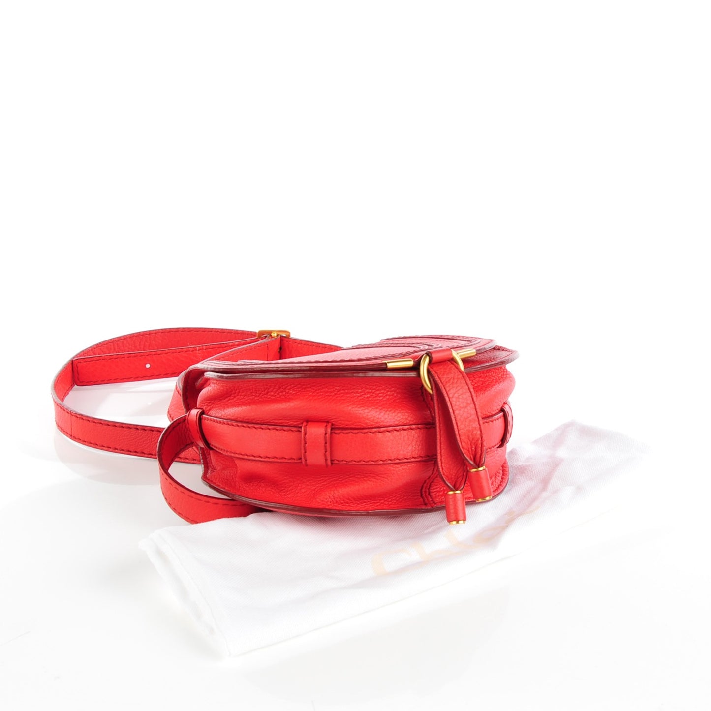 Calfskin Mini Marcie Round Crossbody Bag Red