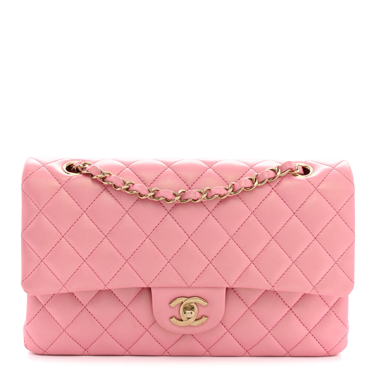 Chanel Iridescent Calfskin Quilted Medium Double Flap Pink 1 of 13