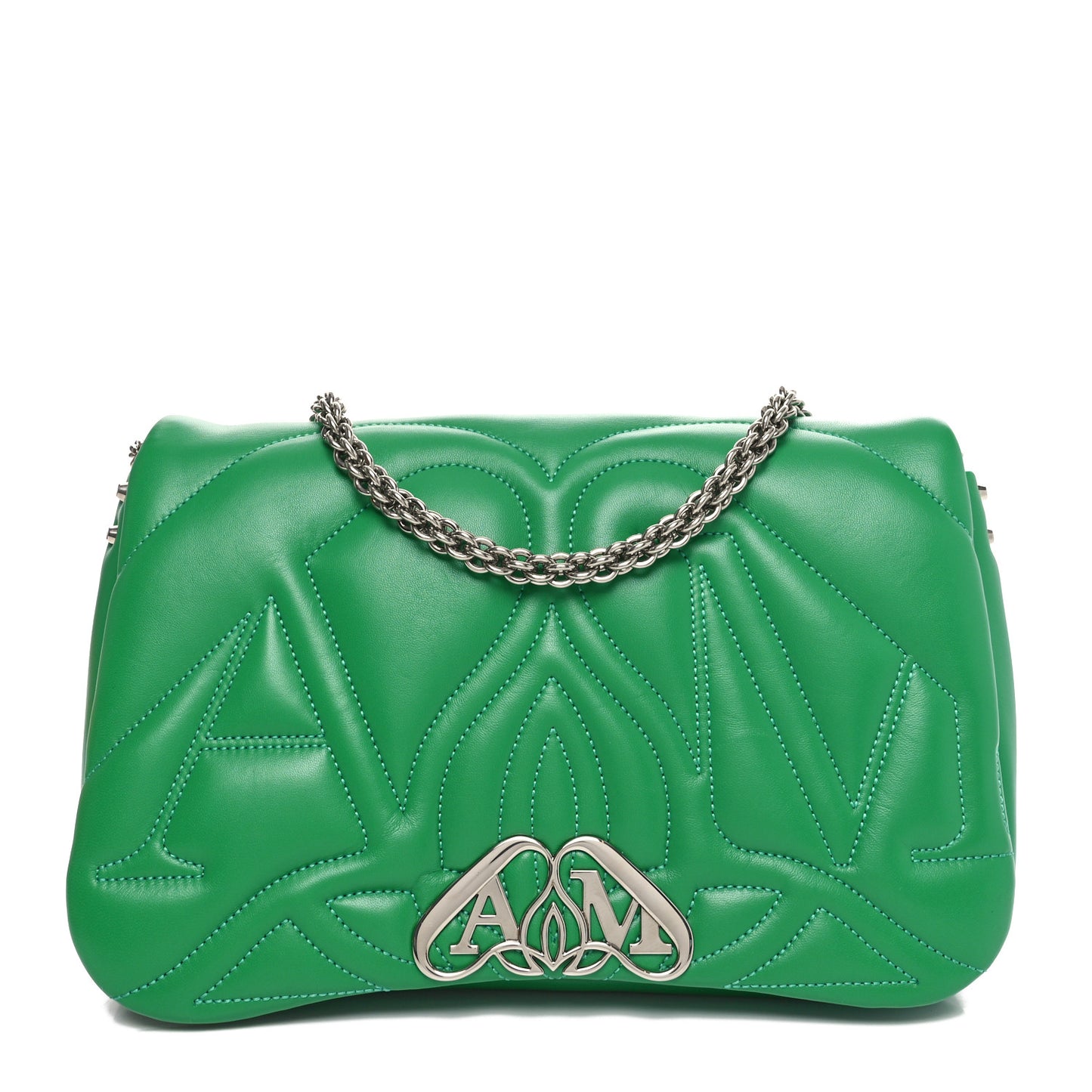 Lambskin Quilted Medium The Seal Chain Shoulder Bag Green