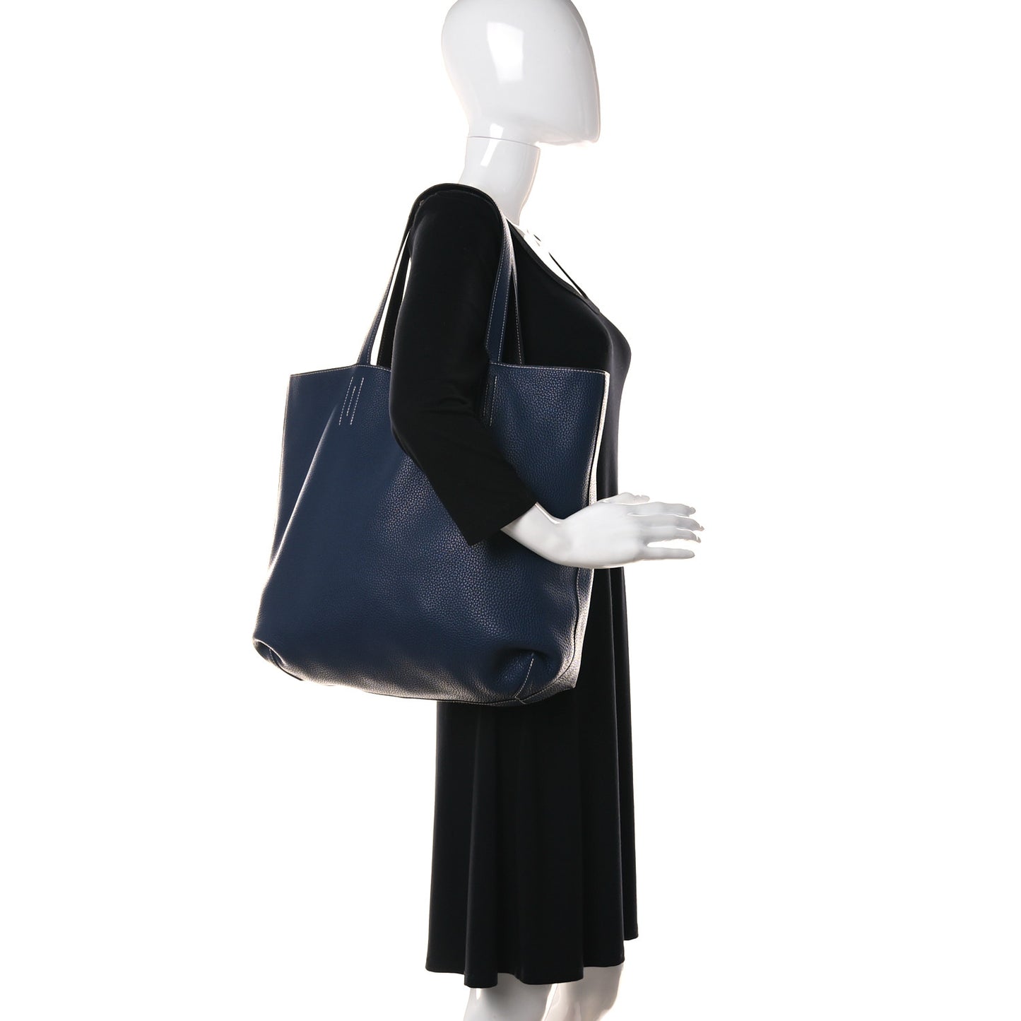 Taurillon Clemence Double Sens 36 Reversible Tote Bleu Saphir Prune