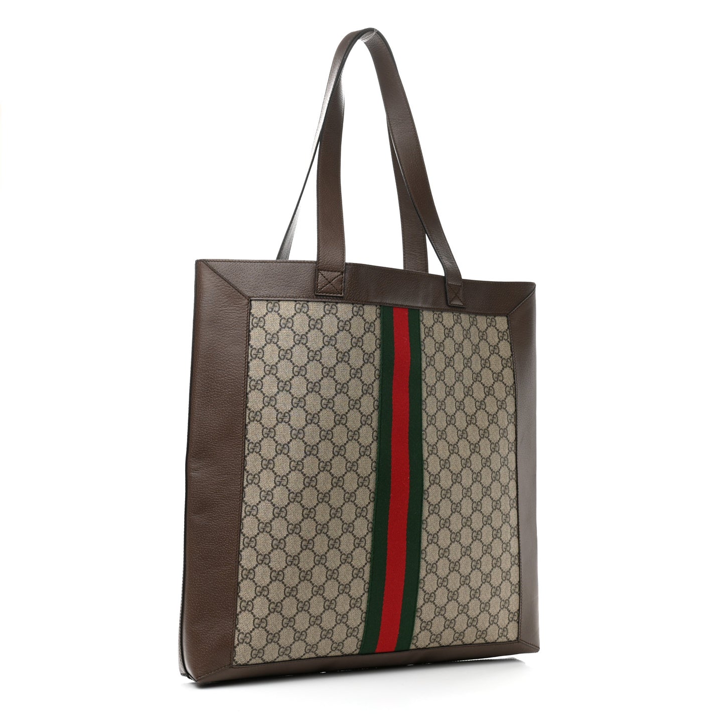 GG Supreme Monogram Web Large Ophidia Vertical Shopping Tote Brown