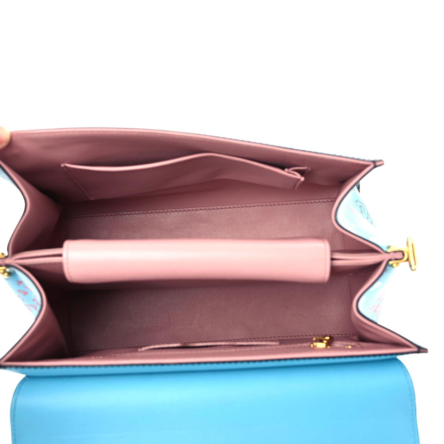 Dolce & Gabbana Calfskin Graffiti Printed Welcome Satchel Blue Black 10 of 14