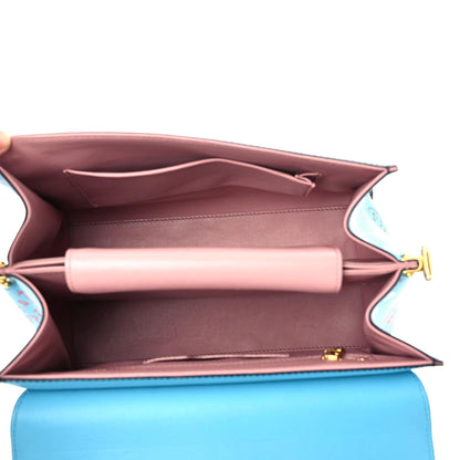 Dolce & Gabbana Calfskin Graffiti Printed Welcome Satchel Blue Black 10 of 14