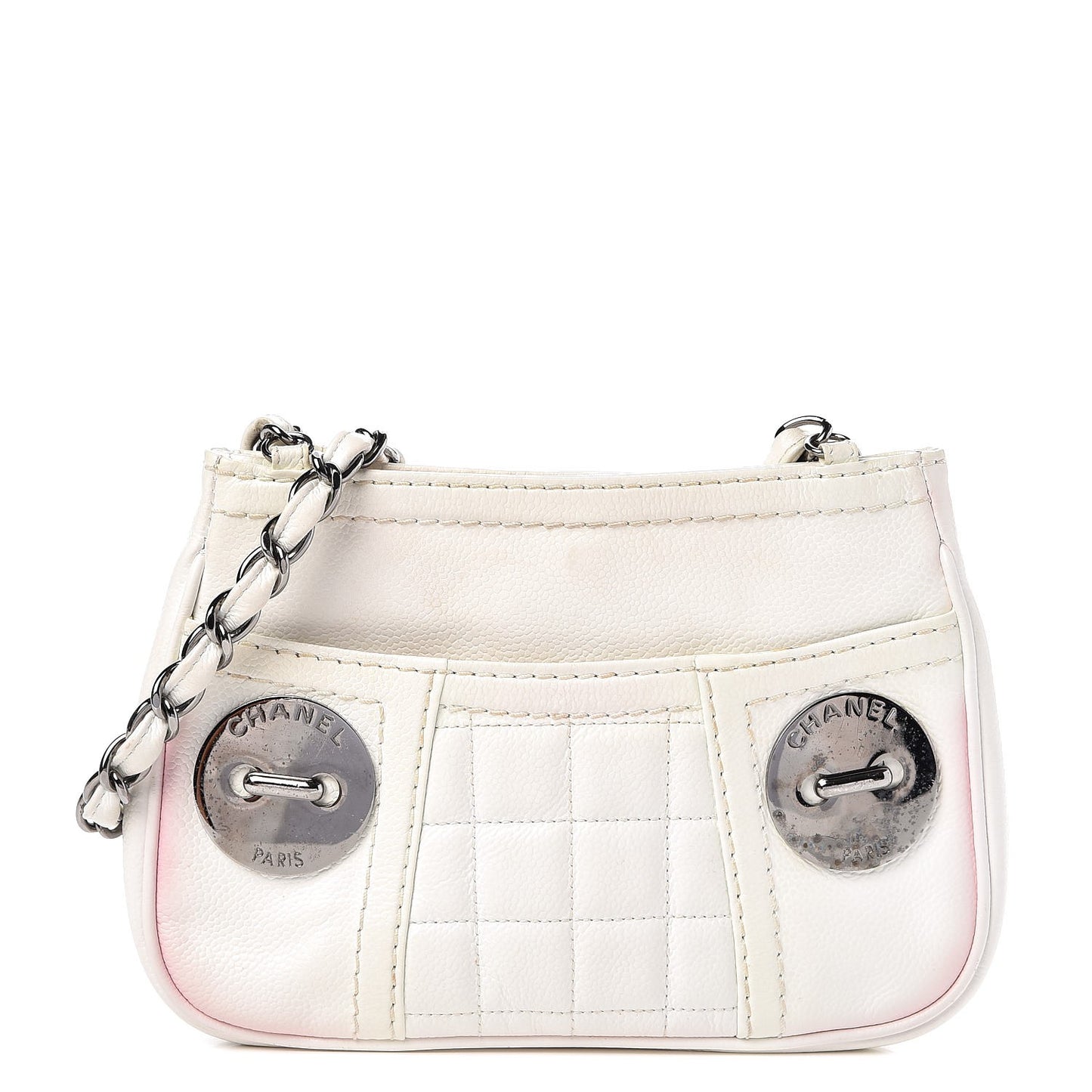 Caviar Square Quilted Shoulder Bag White