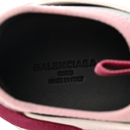 Balenciaga Calfskin Neoprene Mesh Suede Race Runner Sneakers 38 White Burgundy 7 of 10