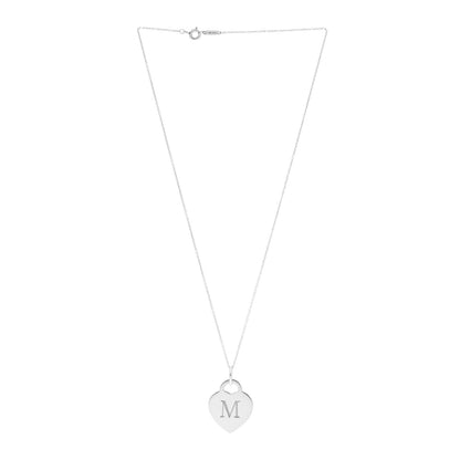 Tiffany Sterling Silver Heart Tag Alphabet M Pendant Necklace 3 of 6