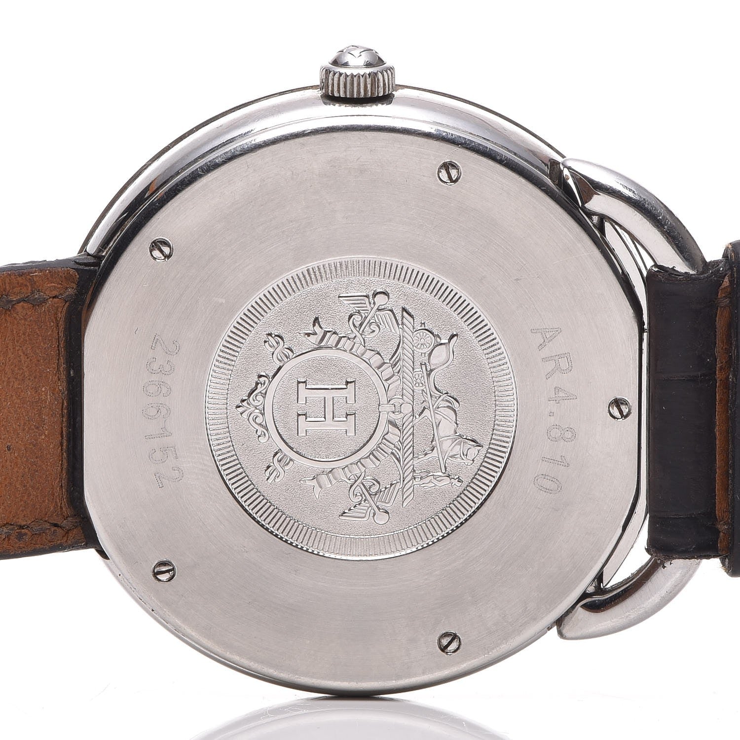 Hermes Stainless Steel Alligator 41.5mm Arceau Automatic Watch Havane 5 of 11