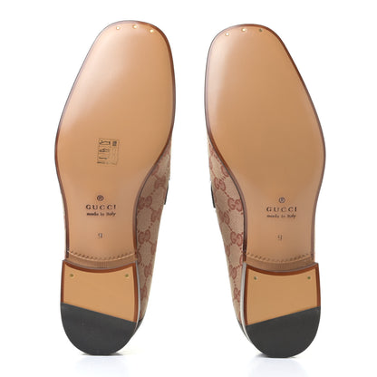 Gucci GG Monogram Goatskin Web Mens Horsebit Loafers 9 Beige Ruggine Light Brown 4 of 5