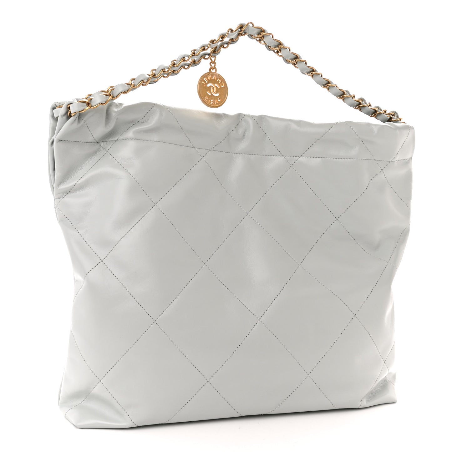 Shiny Calfskin Quilted Chanel 22 Light Blue