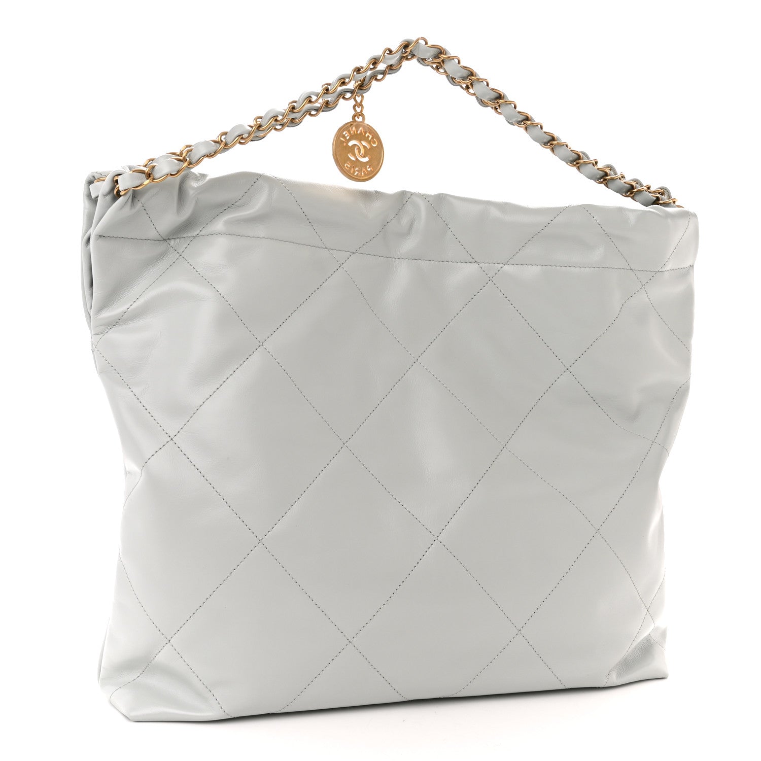 Chanel Shiny Calfskin Quilted Chanel 22 Light Blue 4 of 13